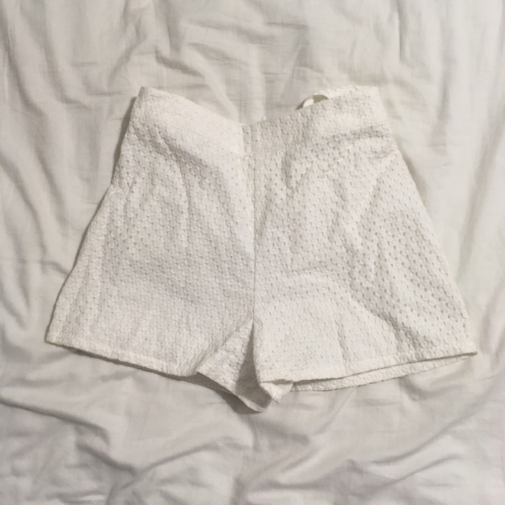 White High Waisted Lace Shorts